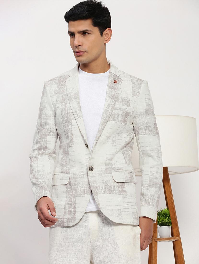 men long sleeves printed single breasted casual blazer - 21721438 -  Standard Image - 1