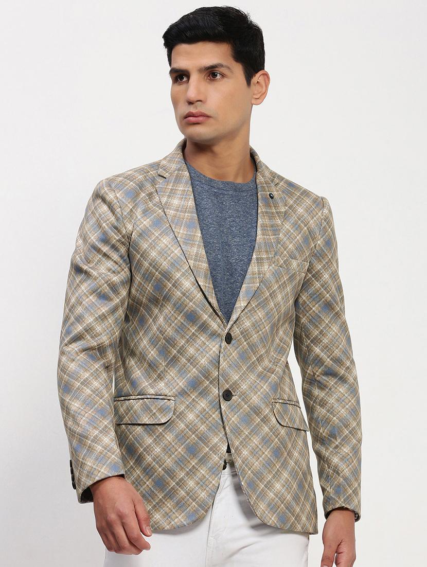 men long sleeves printed single breasted casual blazer - 21721439 - Zoom Image - 0