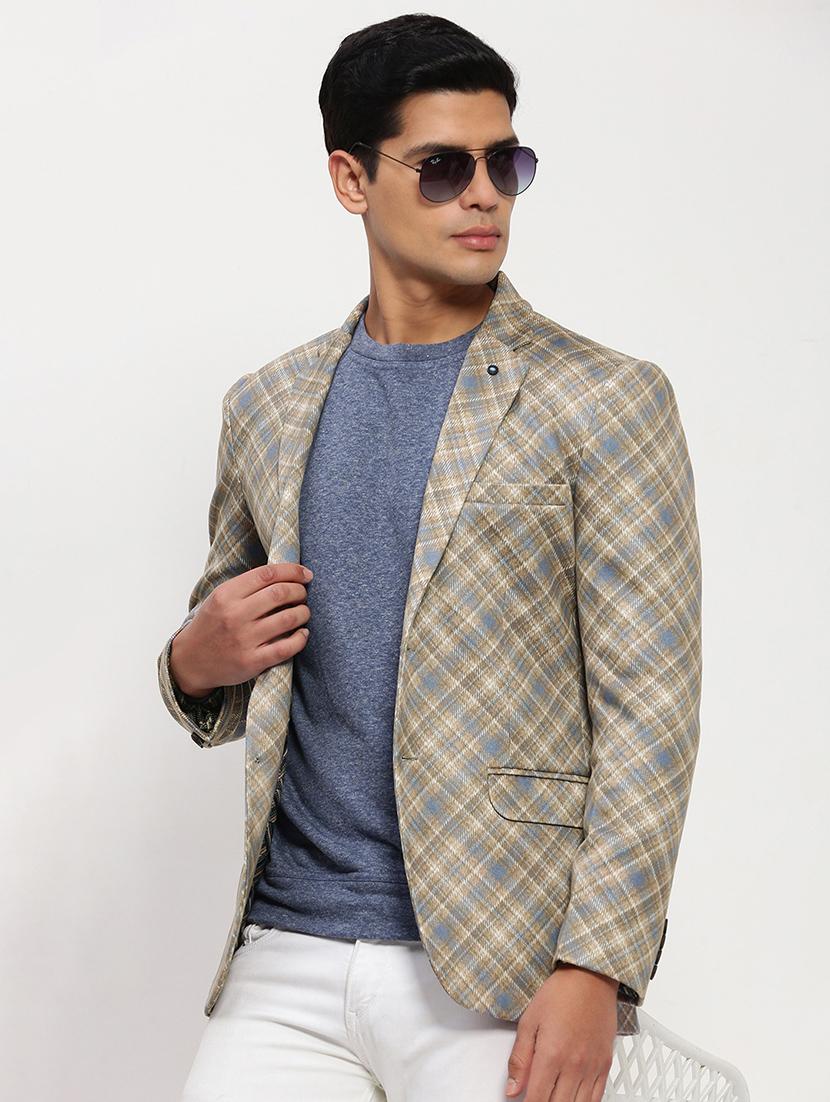 men long sleeves printed single breasted casual blazer - 21721439 - Standard Image - 1