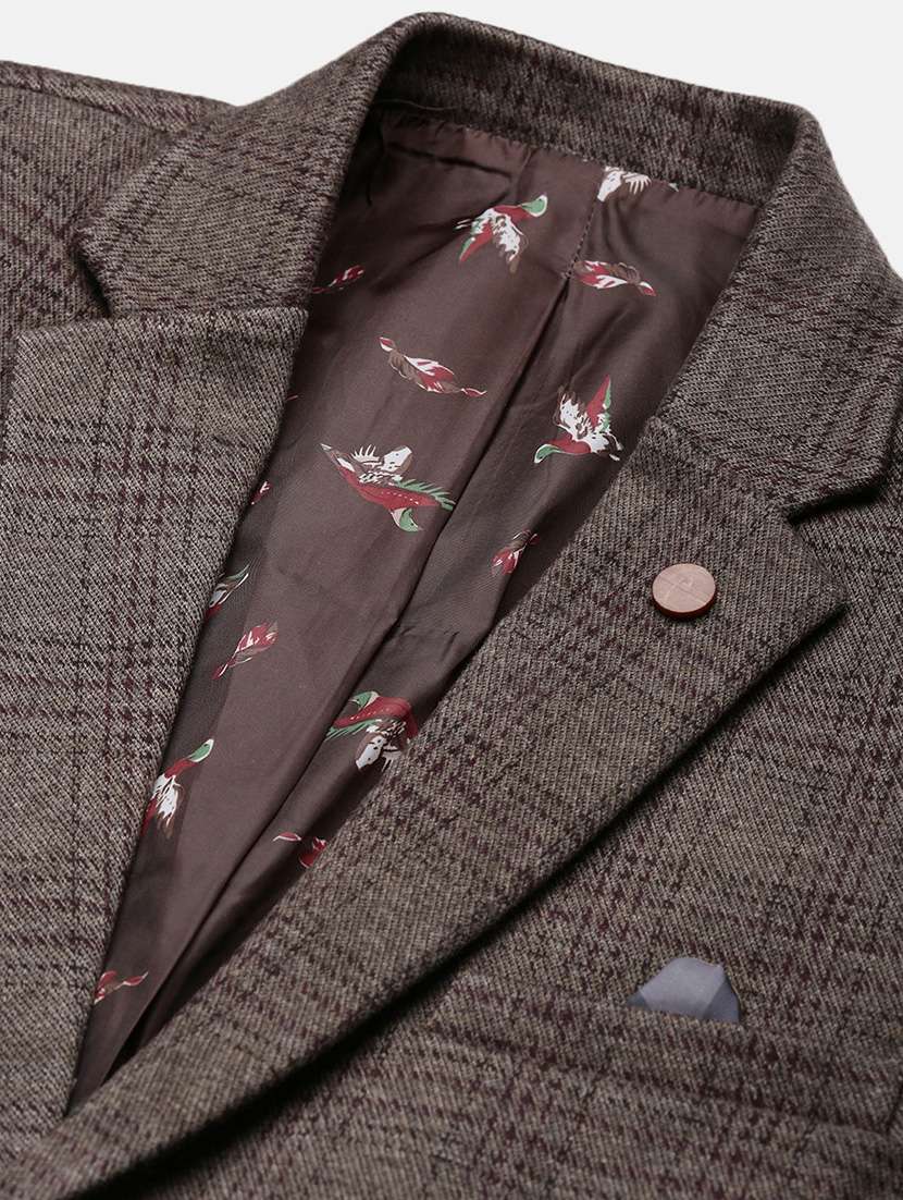 men long sleeves checkered single breasted casual blazer - 21721441 -  Standard Image - 6