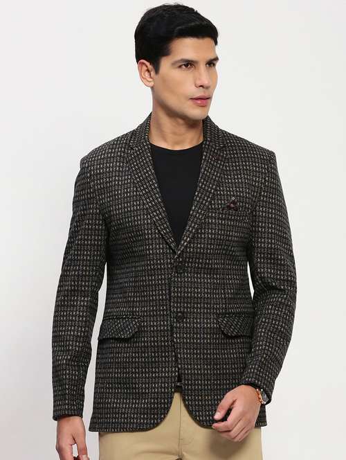 men long sleeves checkered single breasted casual blazer - 21721442 - Standard Image - 0