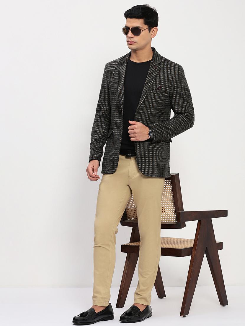 men long sleeves checkered single breasted casual blazer - 21721442 - Standard Image - 4