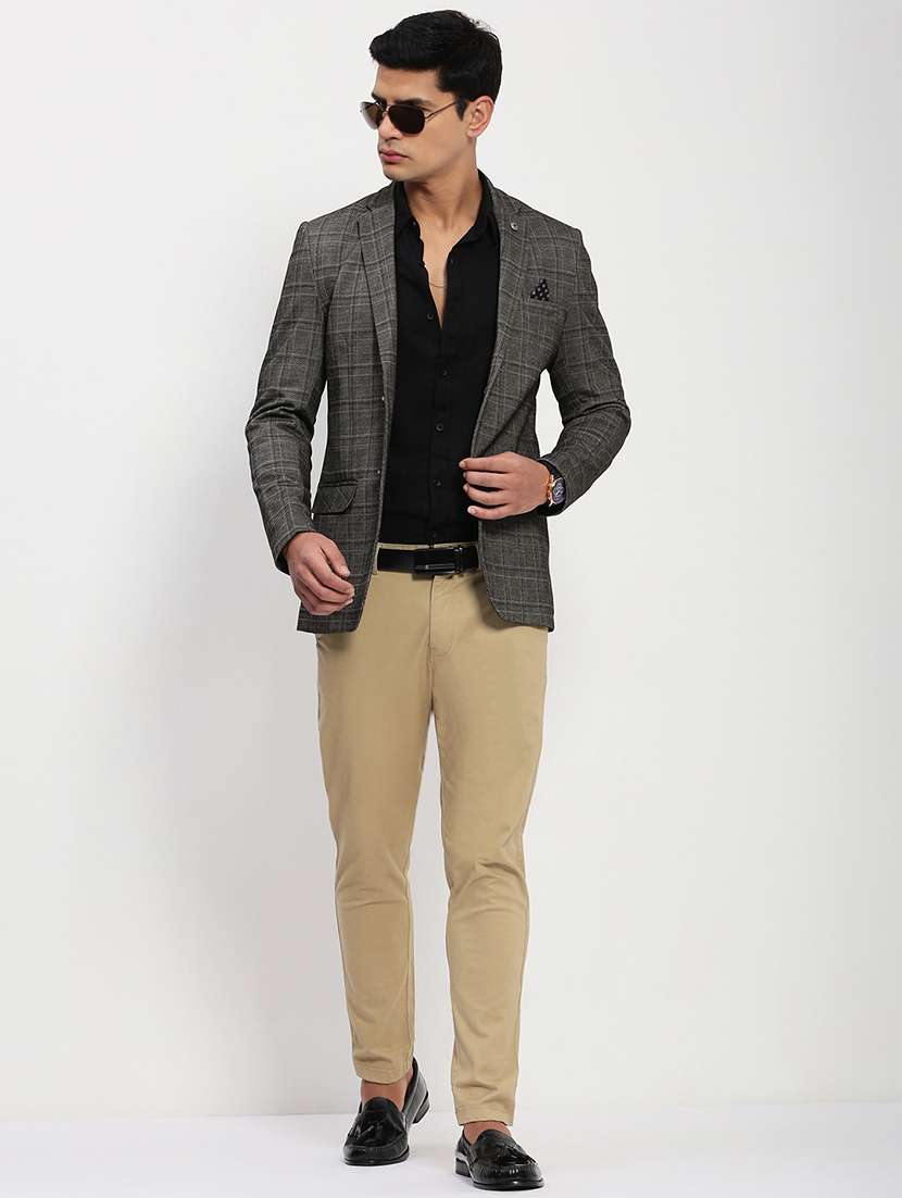 men long sleeves checkered single breasted casual blazer - 21721444 -  Standard Image - 4