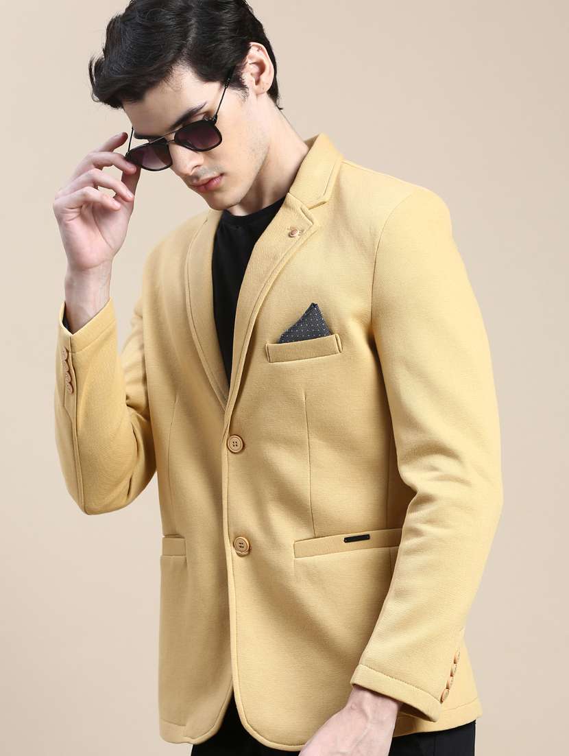 Men Solid Lapel Collar Single Breasted Casual Blazer - 21721451 -  Standard Image - 1