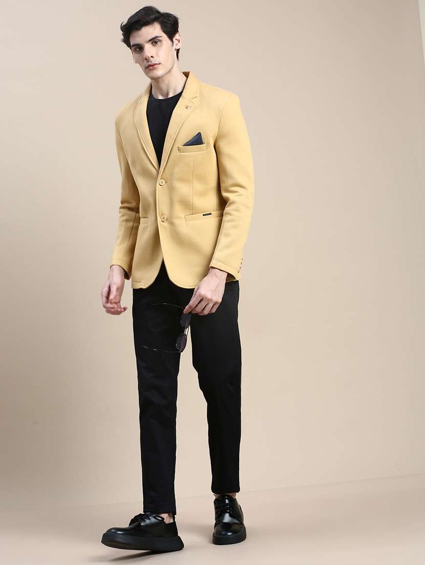 Men Solid Lapel Collar Single Breasted Casual Blazer - 21721451 -  Standard Image - 4