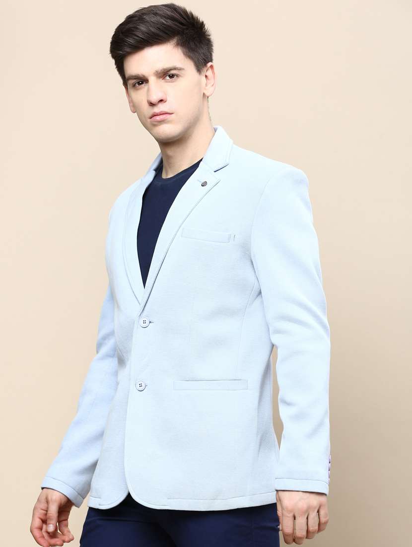 Men Solid Lapel Collar Single Breasted Casual Blazer - 21721455 -  Standard Image - 1
