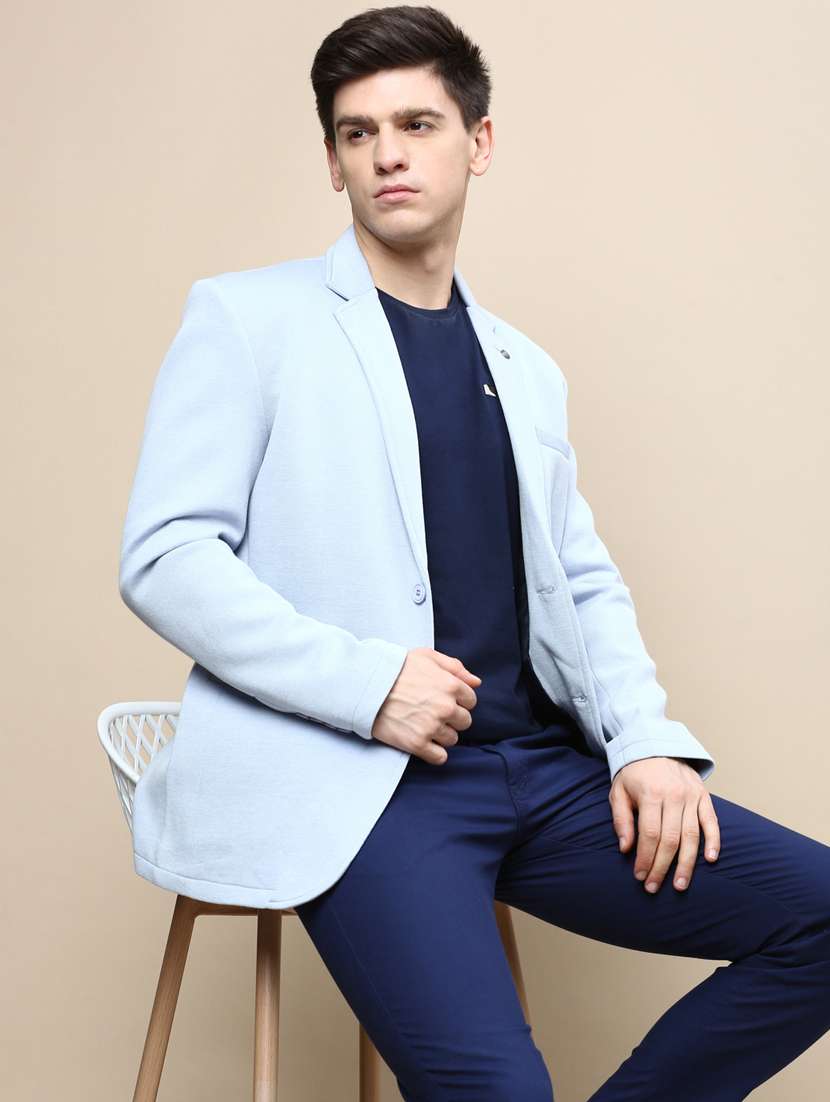 Men Solid Lapel Collar Single Breasted Casual Blazer - 21721455 -  Standard Image - 4