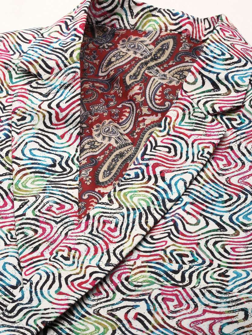 men printed lapel collar single breasted casual blazer - 21721483 -  Standard Image - 6