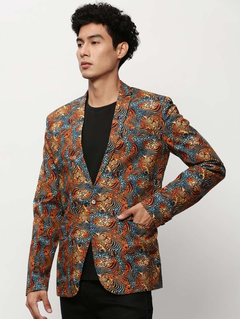 Men Printed Lapel Collar Single Breasted Casual Blazer - 21721488 -  Standard Image - 1