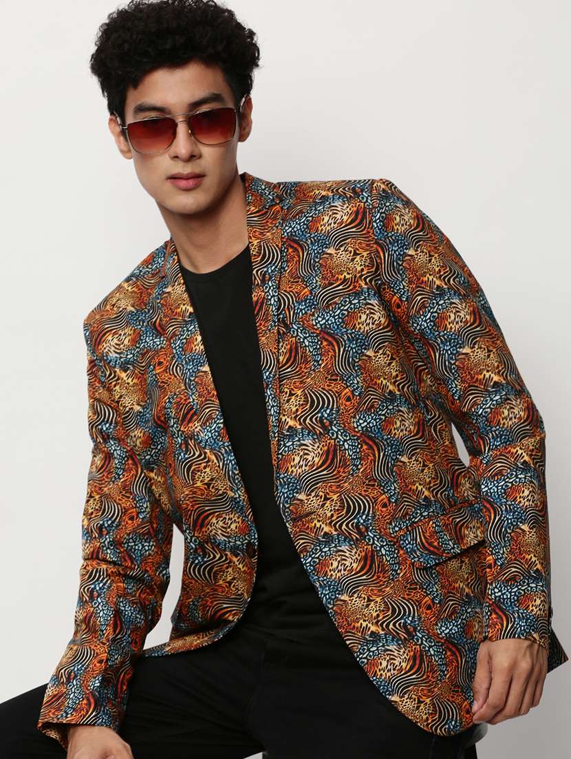 Men Printed Lapel Collar Single Breasted Casual Blazer - 21721488 -  Standard Image - 4