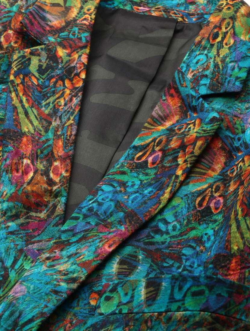 men printed lapel collar single breasted casual blazer - 21721489 -  Standard Image - 6
