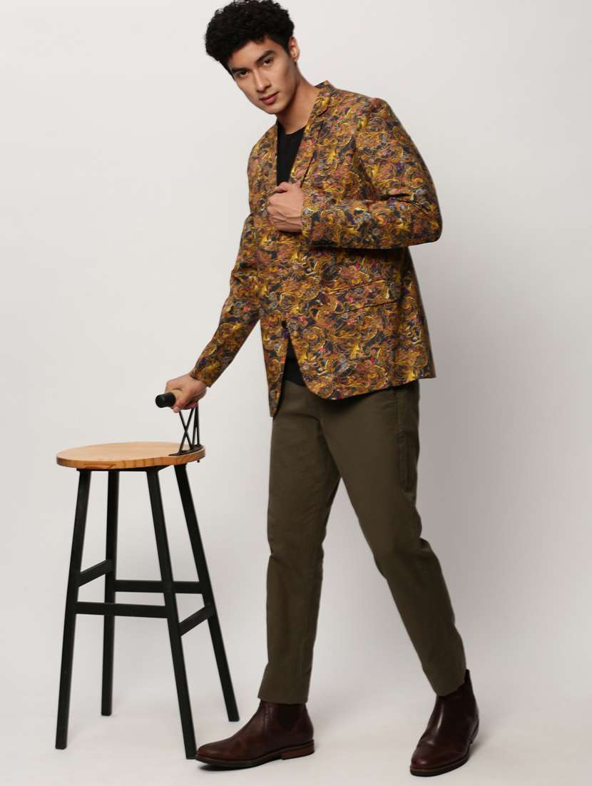 Men Printed Lapel Collar Single Breasted Casual Blazer - 21721495 -  Standard Image - 4