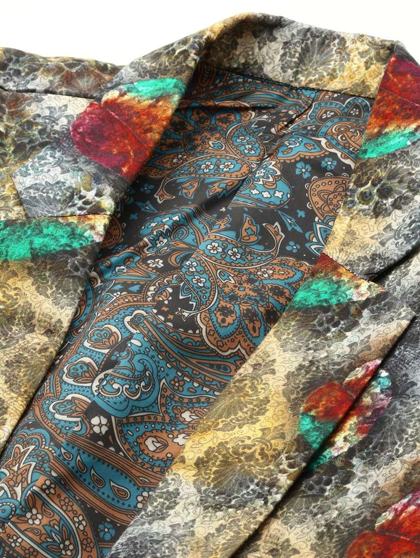 men printed lapel collar single breasted casual blazer - 21721503 -  Standard Image - 6