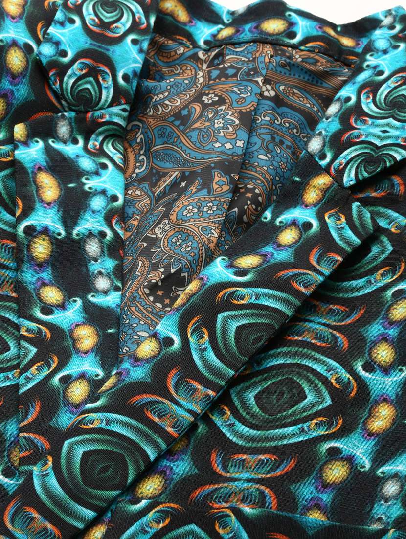 men printed lapel collar single breasted casual blazer - 21721504 -  Standard Image - 6