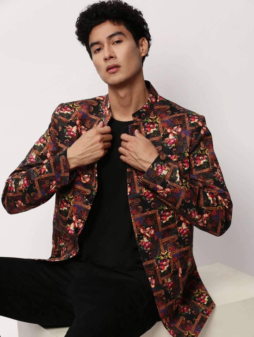 men printed long sleeve bandhgalas casual blazer - 21721510 -  Standard Image - 4