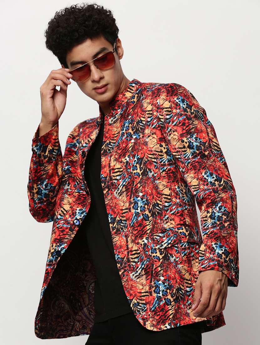 men printed long sleeve bandhgalas casual blazer - 21721512 -  Standard Image - 1