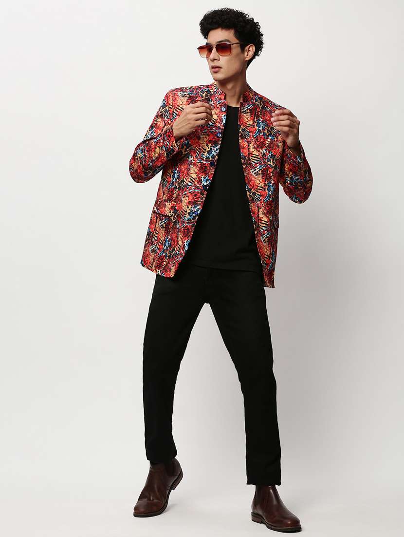men printed long sleeve bandhgalas casual blazer - 21721512 -  Standard Image - 4