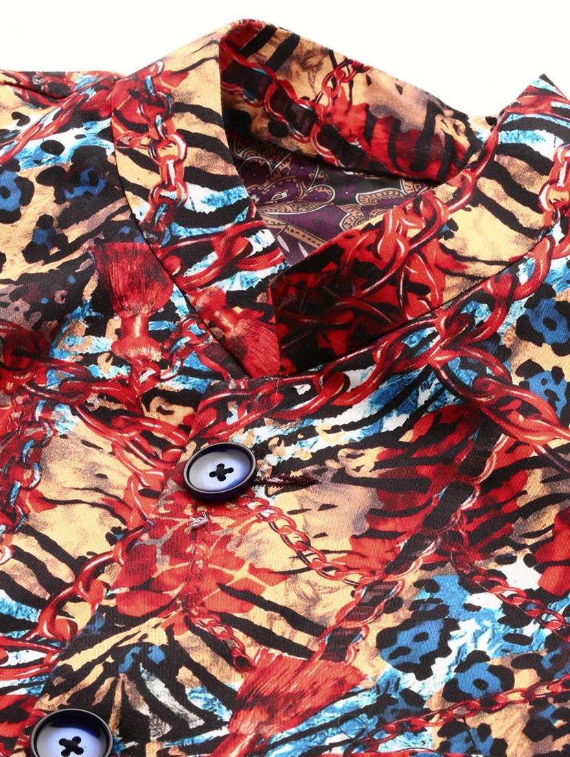 men printed long sleeve bandhgalas casual blazer - 21721512 -  Standard Image - 6