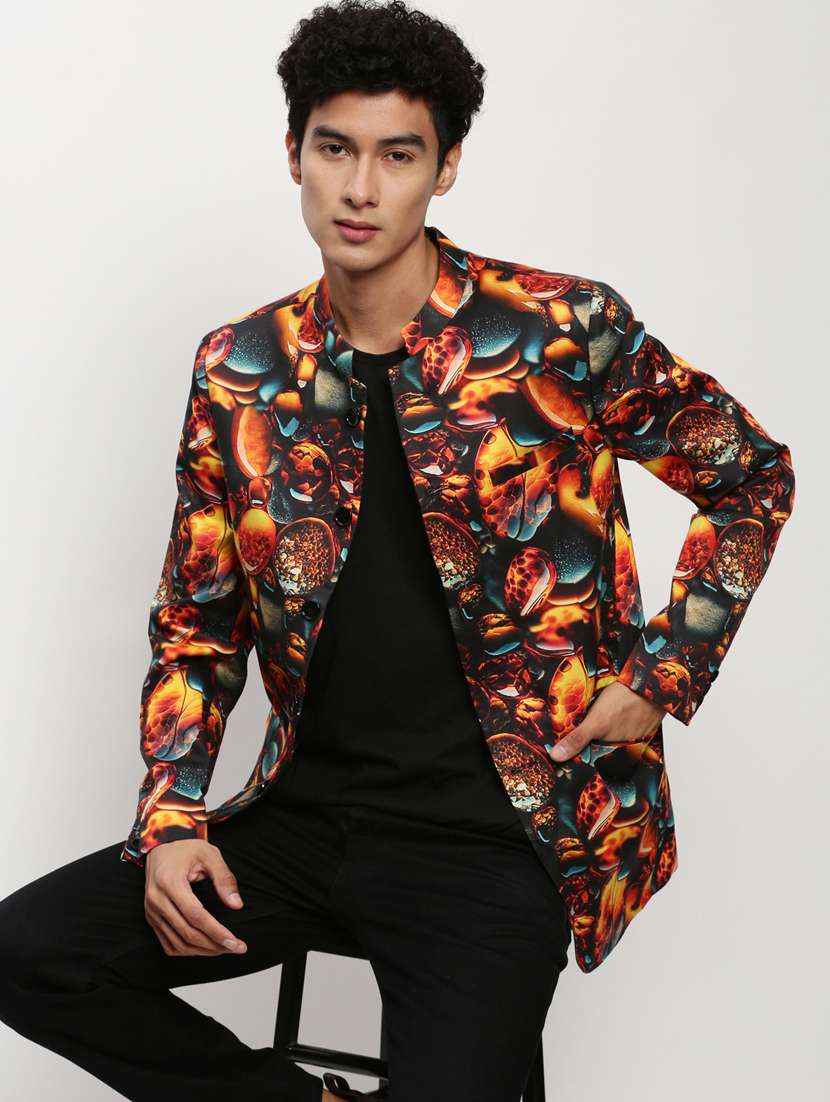 men printed long sleeve bandhgalas casual blazer - 21721514 -  Standard Image - 4