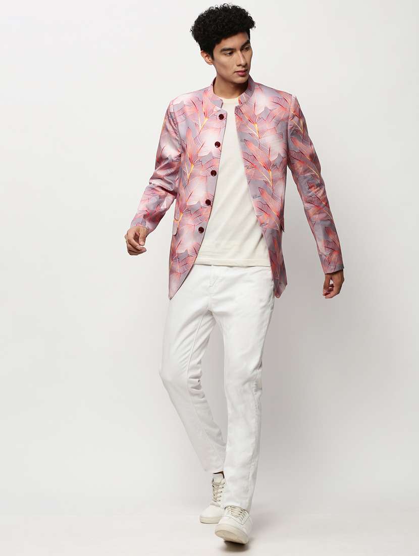 men printed long sleeve bandhgalas casual blazer - 21721515 -  Standard Image - 4