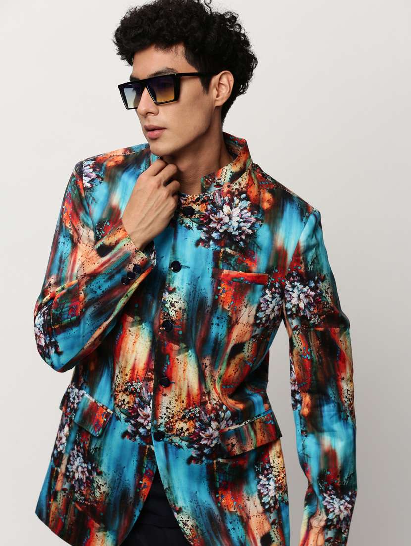 men printed long sleeve bandhgalas casual blazer - 21721518 -  Standard Image - 1