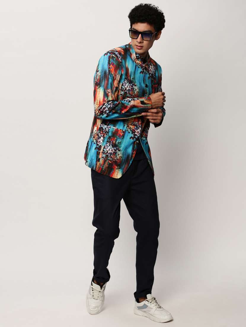 men printed long sleeve bandhgalas casual blazer - 21721518 -  Standard Image - 4