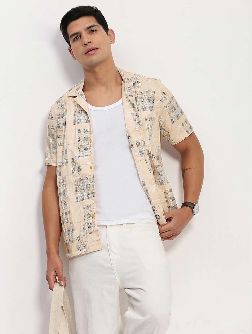 men short sleeves printed casual shirt - 21721528 -  Standard Image - 1