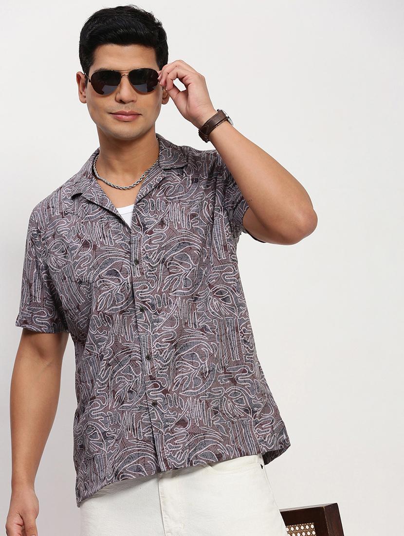men short sleeves printed casual shirt - 21721529 - Standard Image - 1