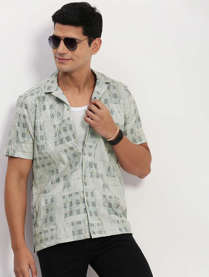 men short sleeves printed casual shirt - 21721531 -  Standard Image - 1