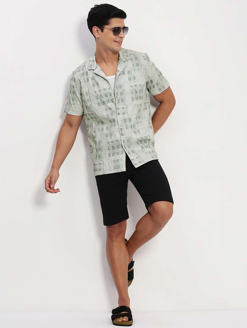 men short sleeves printed casual shirt - 21721531 -  Standard Image - 4