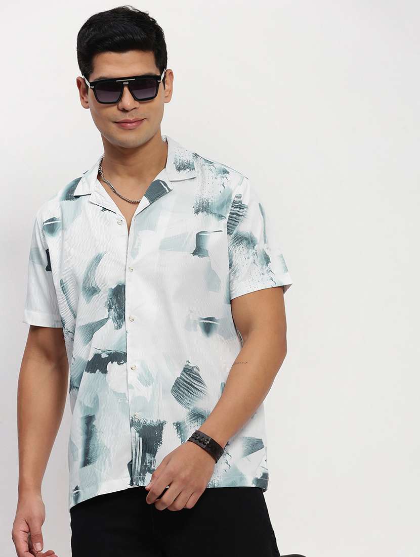 men short sleeves printed casual shirt - 21721532 -  Standard Image - 1
