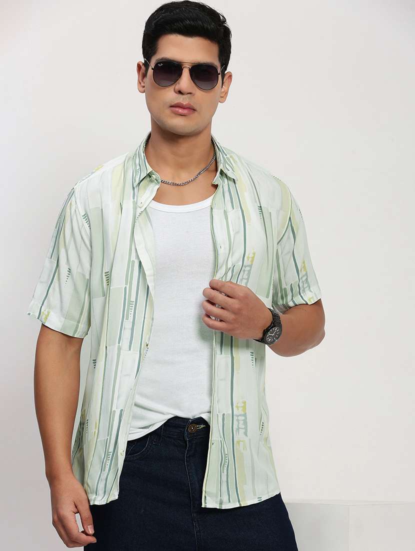 men short sleeves printed casual shirt - 21721535 -  Standard Image - 1