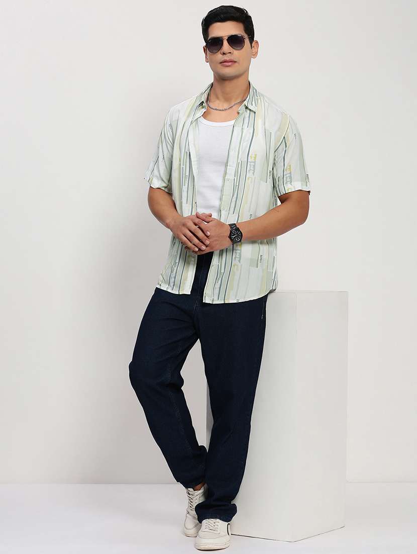 men short sleeves printed casual shirt - 21721535 -  Standard Image - 4