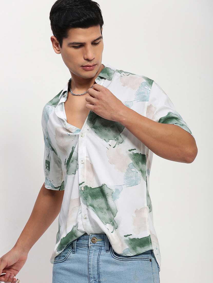 men short sleeves printed casual shirt - 21721536 -  Standard Image - 1