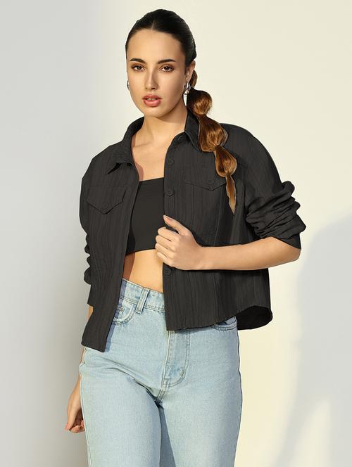 women solid long sleeve jacket - 21721647 - Standard Image - 0