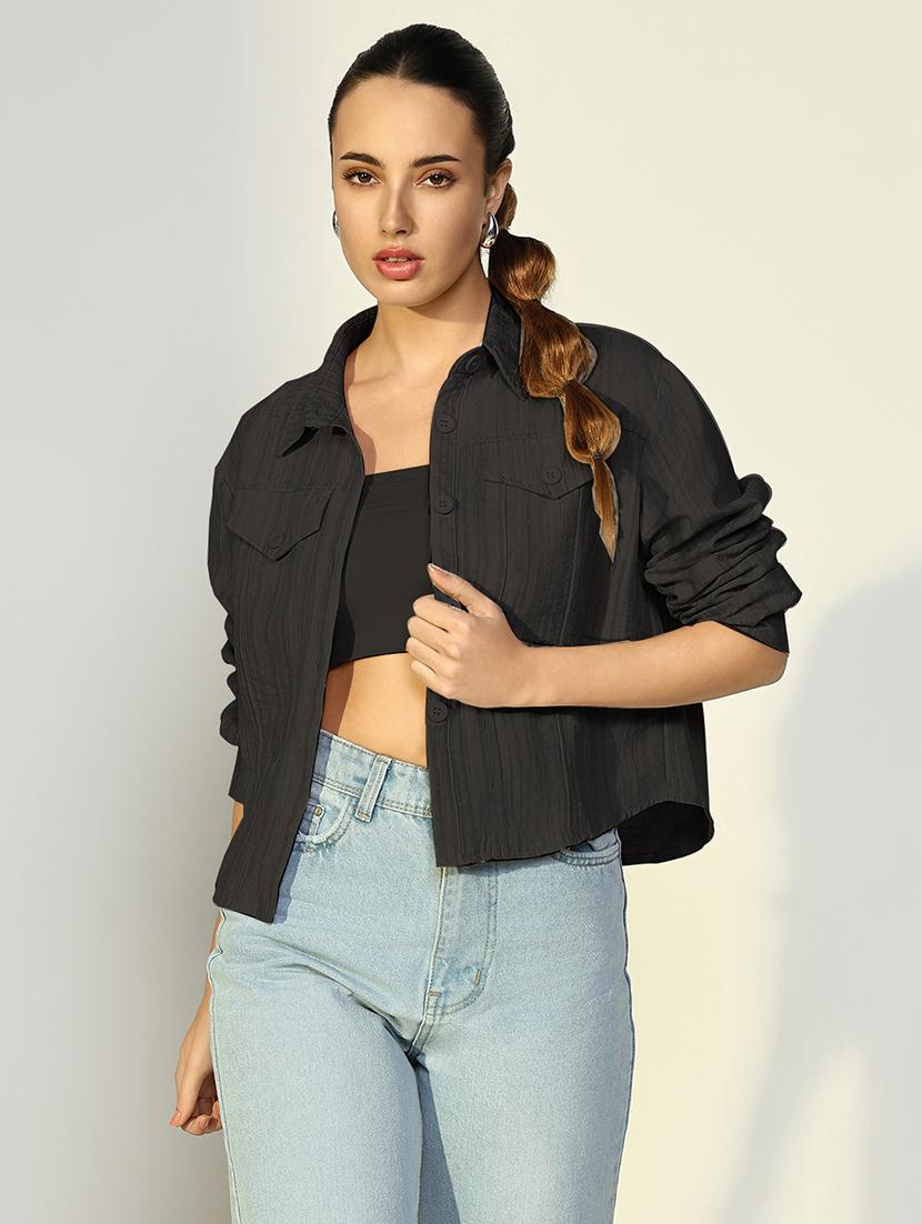 women solid long sleeve jacket - 21721647 - Zoom Image - 0