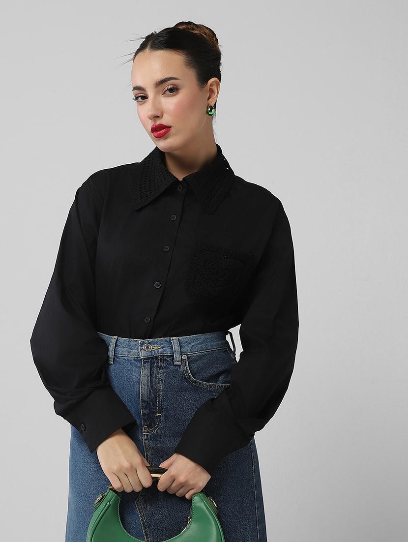 women solid long sleeve shirt - 21721651 - Standard Image - 1