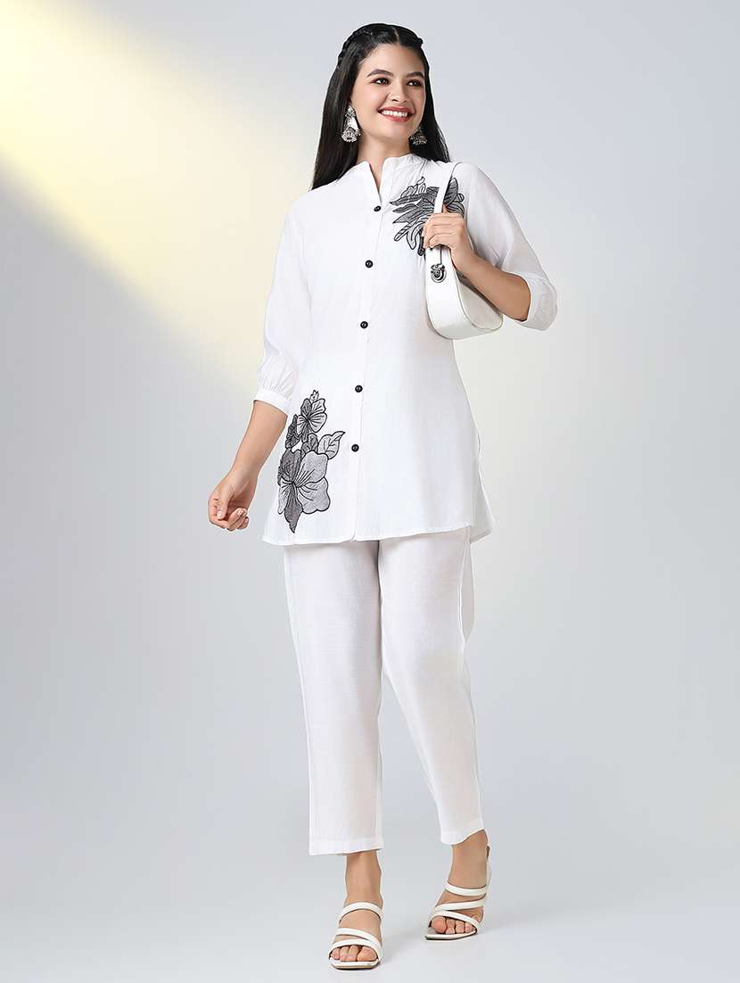 women embroidered top and trouser co-ord set - 21721660 -  Standard Image - 4
