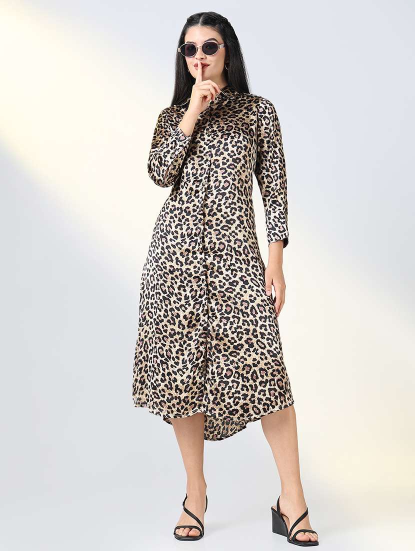 brown crepe shirt dress - 21721674 -  Standard Image - 4