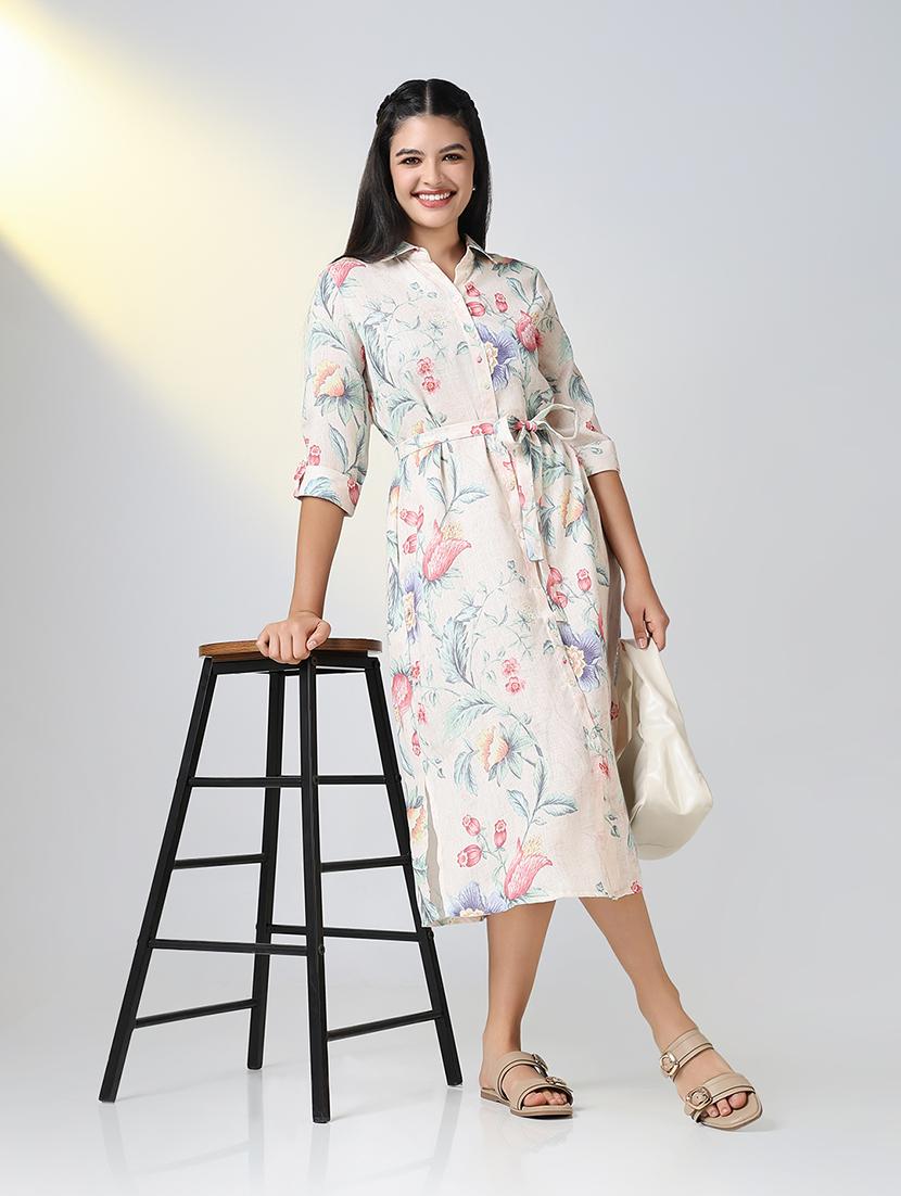 cream cotton shirt dress - 21721676 - Standard Image - 1