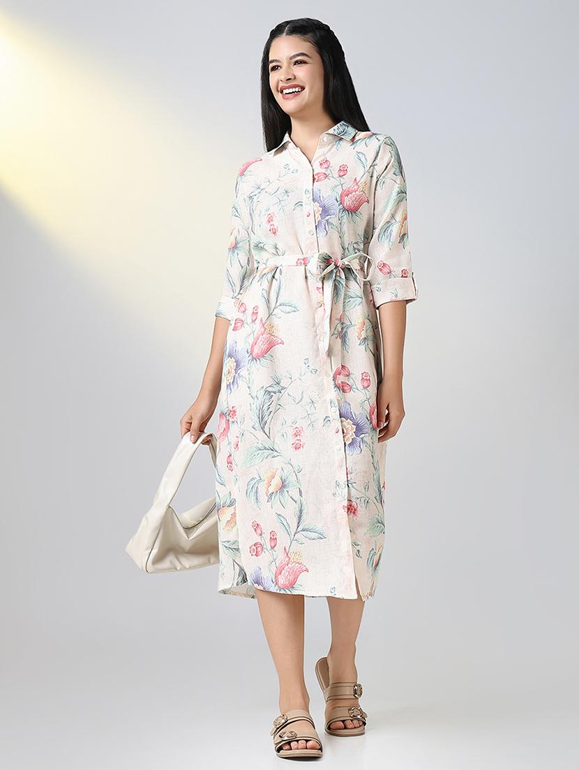 cream cotton shirt dress - 21721676 - Standard Image - 4