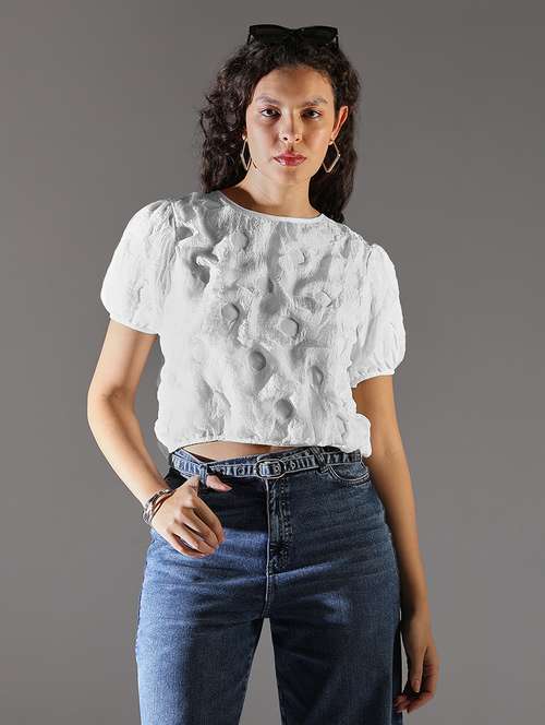 white poly chiffon regular top - 21721693 - Standard Image - 0