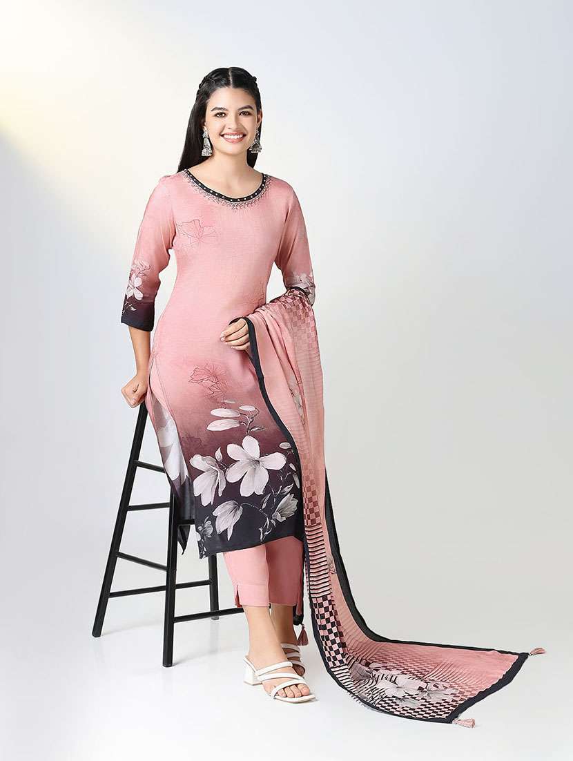 women three quarter sleeve kurta pant with dupatta set  - 21721711 -  Standard Image - 1