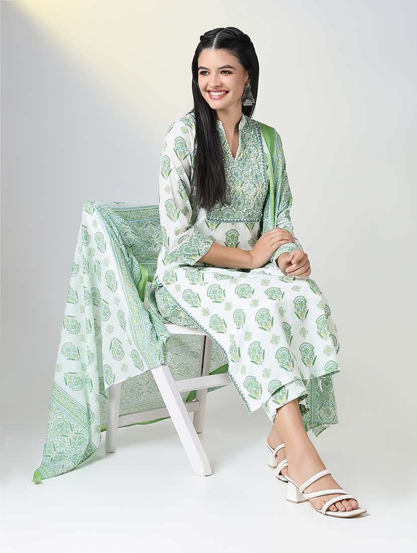 women printed kurta pant set with dupatta - 21721712 -  Standard Image - 1