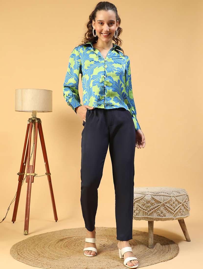 women printed satin long sleeve shirt - 21721729 - Standard Image - 4
