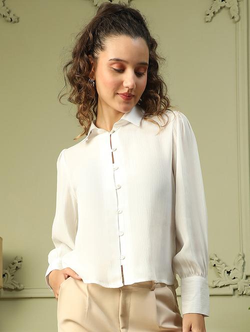 women long sleeves solid regular shirt - 21721731 - Standard Image - 0