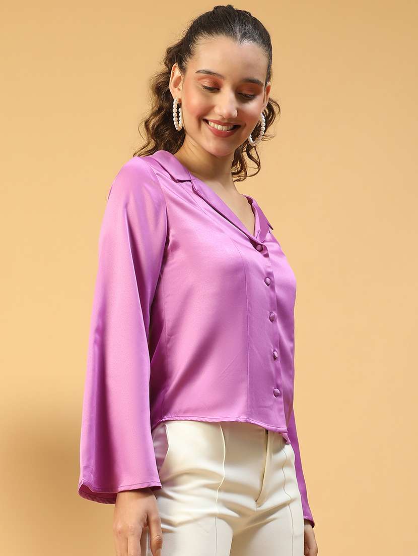 women long sleeves solid regular shirt - 21721735 -  Standard Image - 1