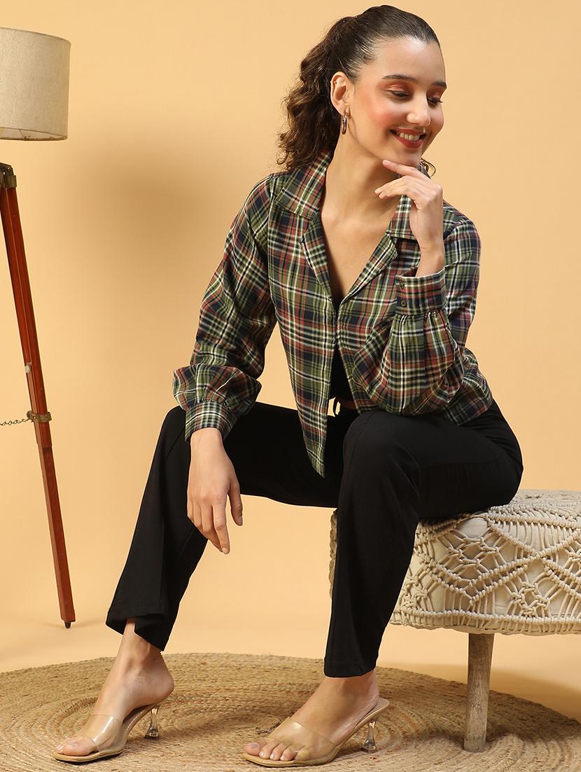 women checkered long sleeve shirt - 21721738 - Standard Image - 4