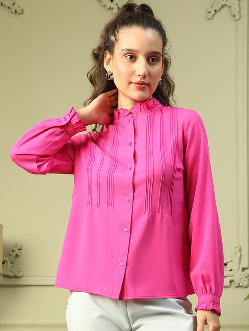 women solid long sleeve shirt - 21721743 - Standard Image - 0