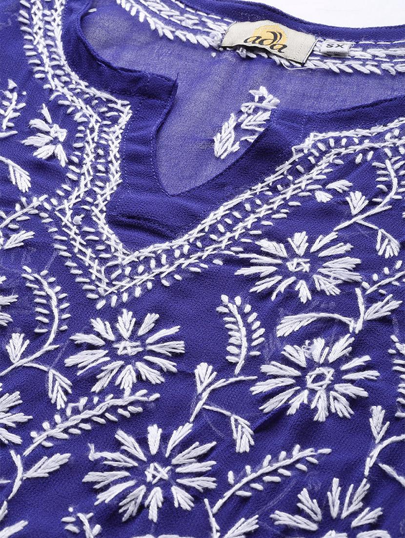 women long sleeve straight chikankari kurta - 21721869 - Standard Image - 4